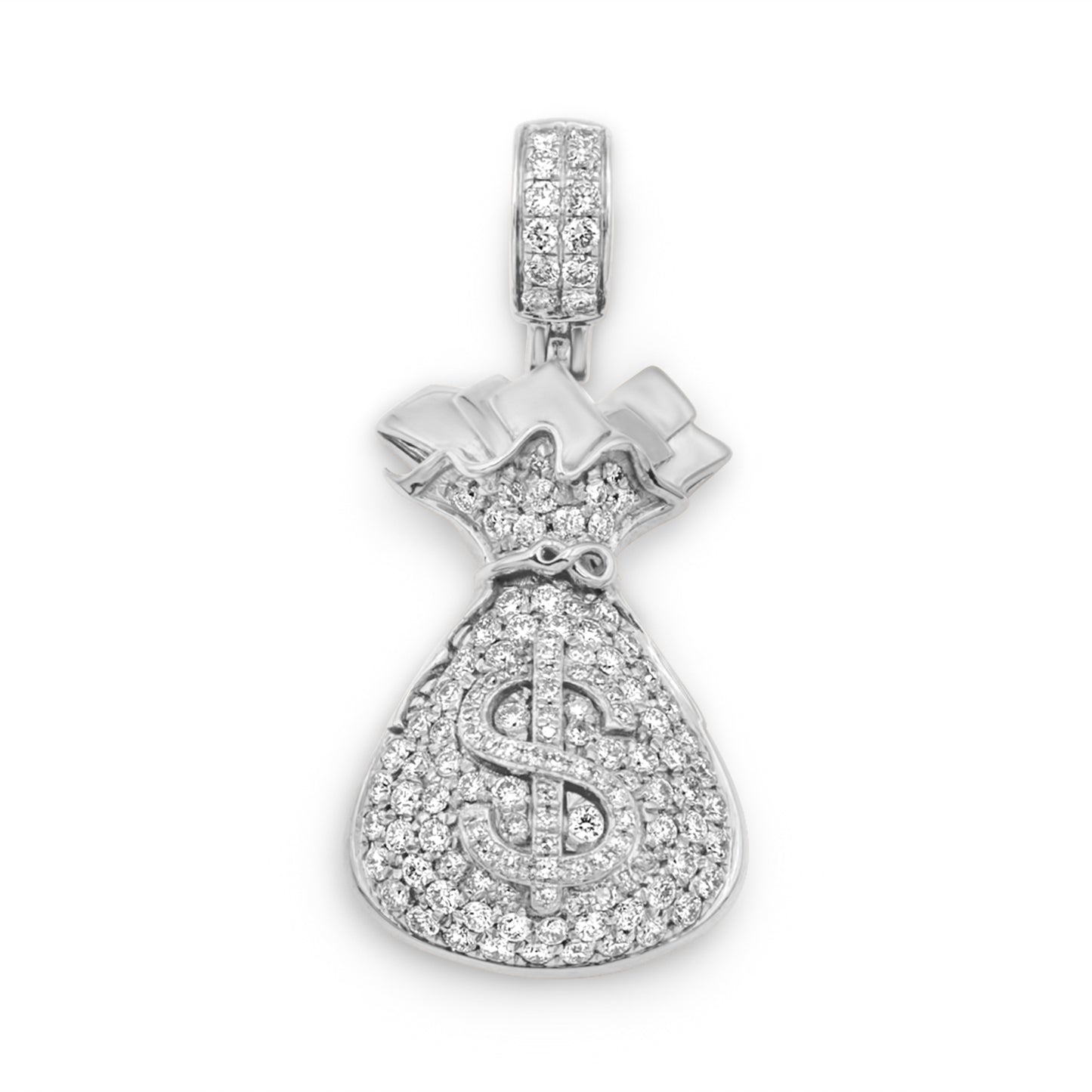 14k White Gold Money Bag Pendant