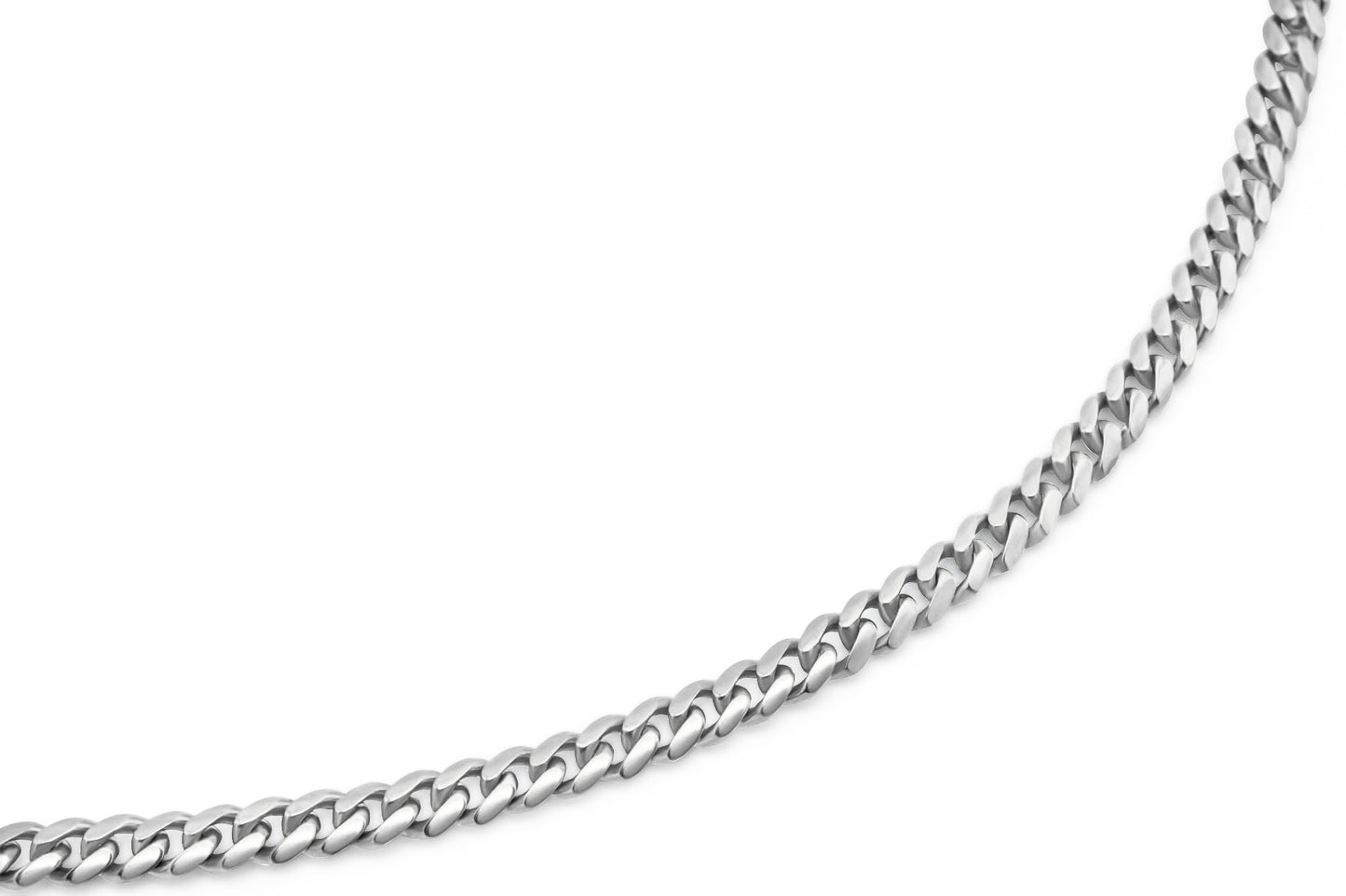 14k Solid White Gold Cuban Link Chain 4mm