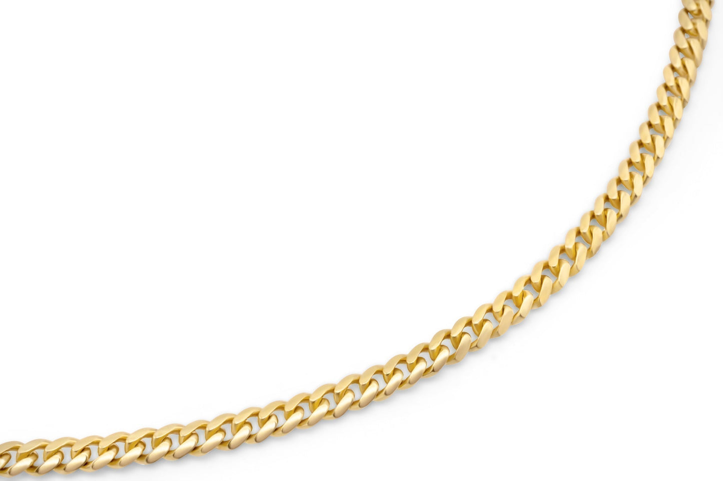 14k Hollow Yellow Gold Cuban Link Chain 3mm