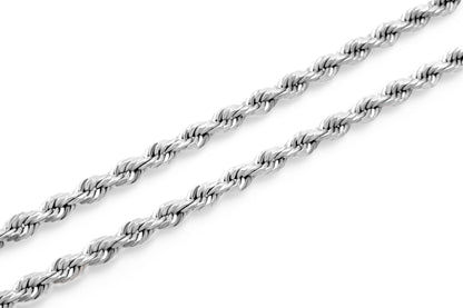 14K White Gold Solid Rope Chain 3mm