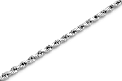 14K White Gold Solid Rope Chain 3mm