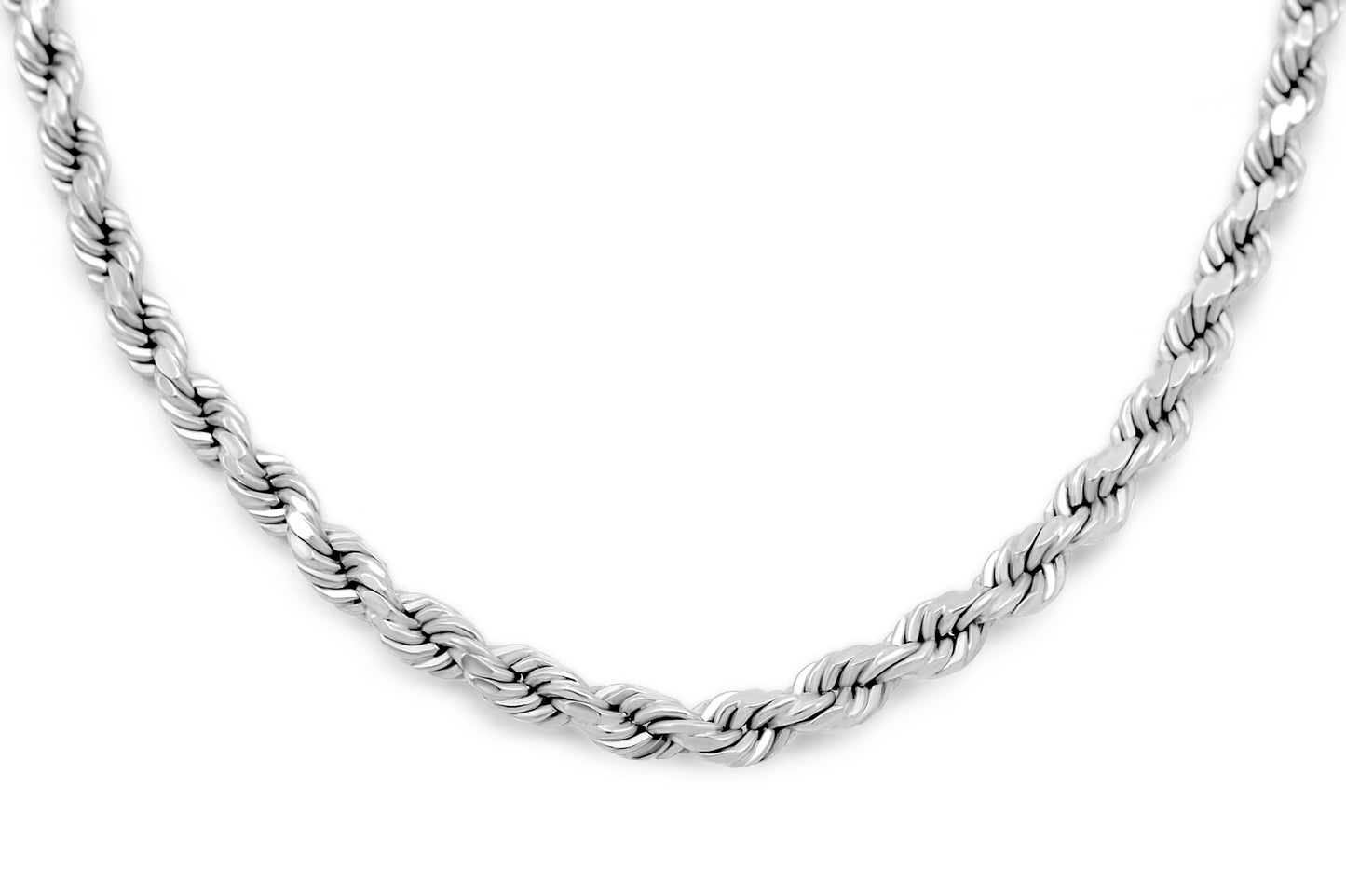 10K White Gold Hollow Rope Chain 3mm