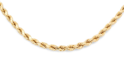 10K Yellow Gold Hollow Rope Chain 1.5mm