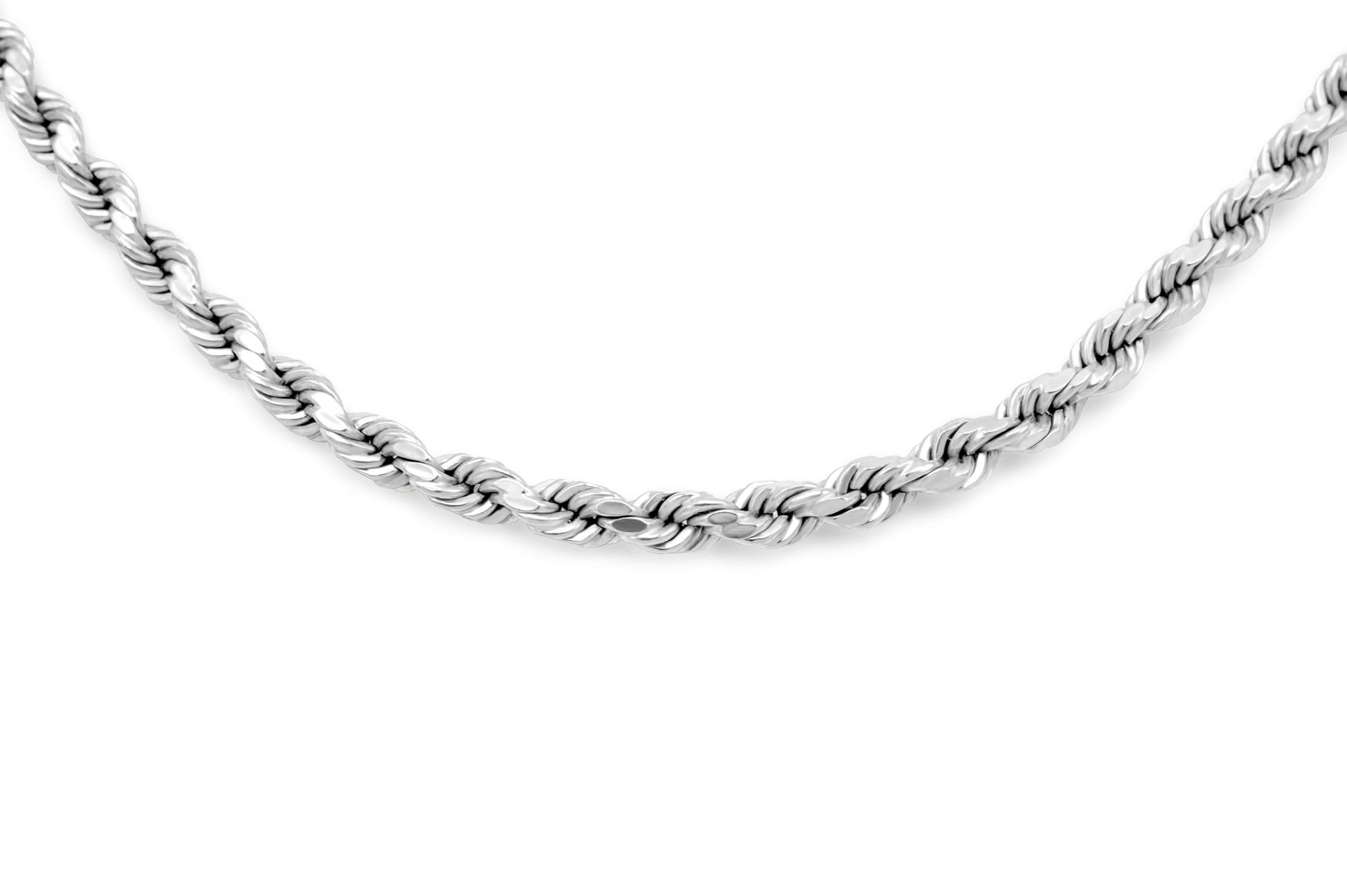 14K Solid White Gold Rope Chain 3mm