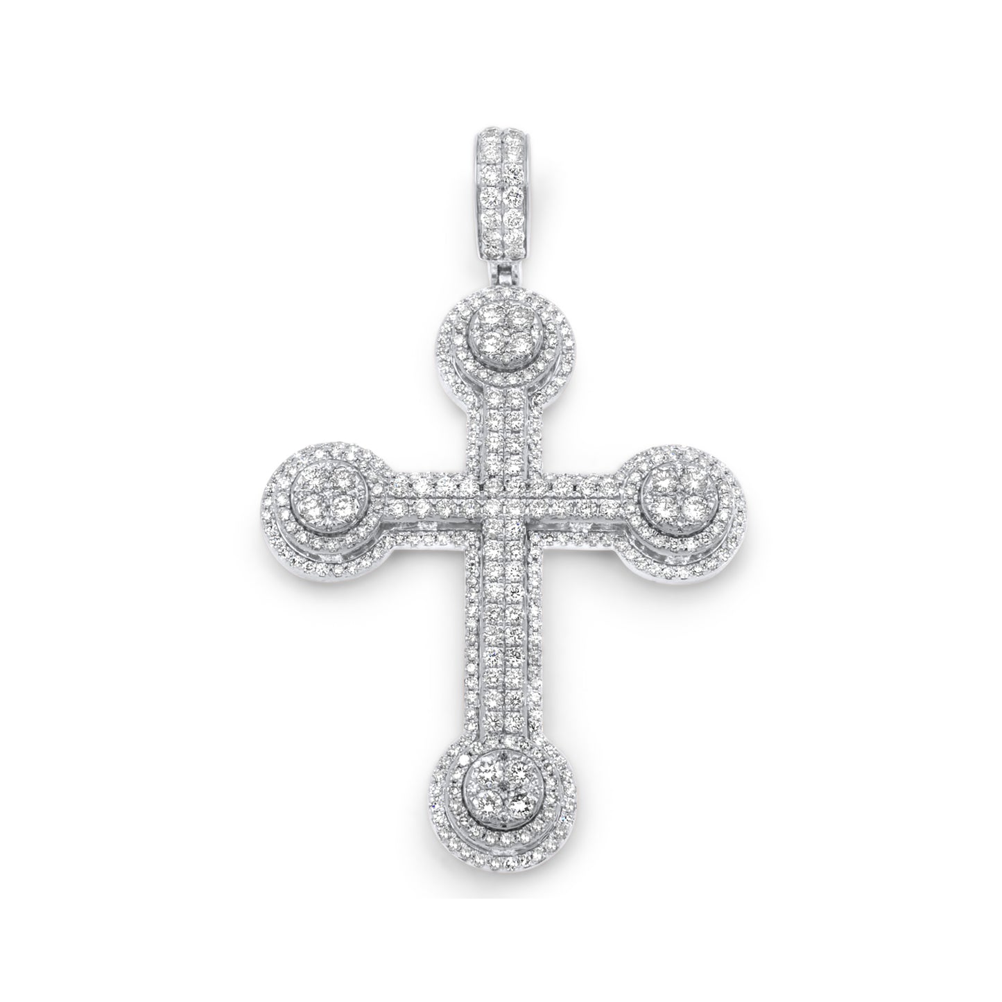 14k White Gold 3D Diamond Cross 3.99ctw