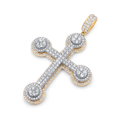 14k Two-Tone Yellow & White Gold 3D Diamond Cross 3.99ctw