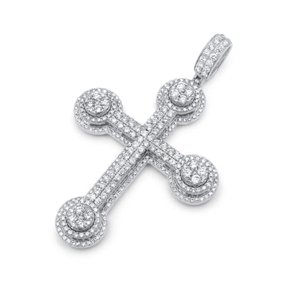 14k White Gold 3D Diamond Cross 3.99ctw