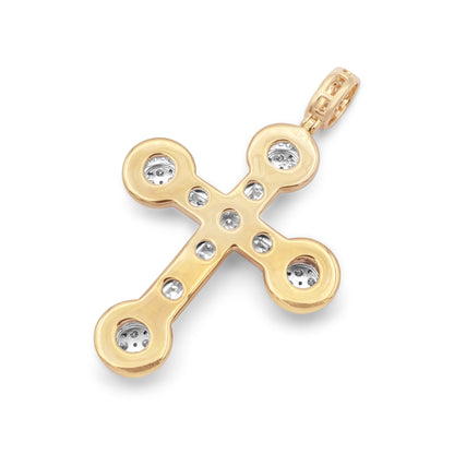 14k Two-Tone Yellow & White Gold 3D Diamond Cross 3.99ctw