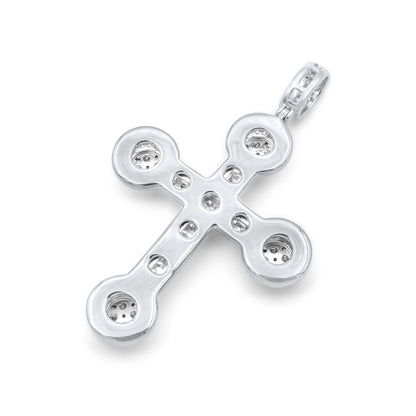 14k White Gold 3D Diamond Cross 3.99ctw