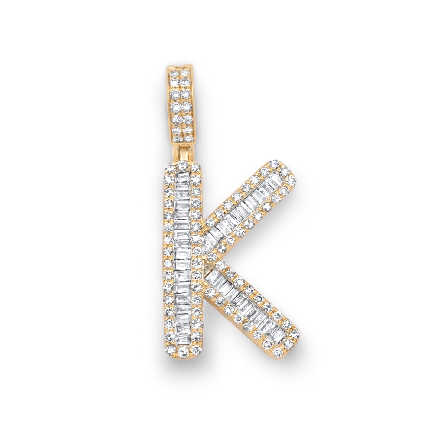 14k Yellow Gold Letter K Pendant .69ctw