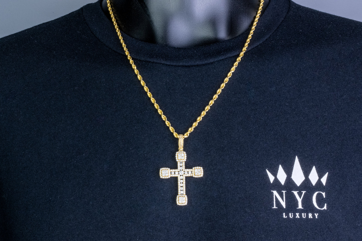 10K Yellow Gold Diamond Cross 2.62 ctw