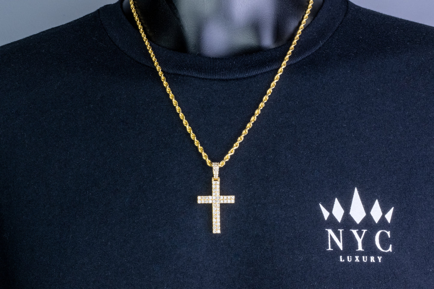 14K Yellow Gold Cross Pendant 2.20ctw