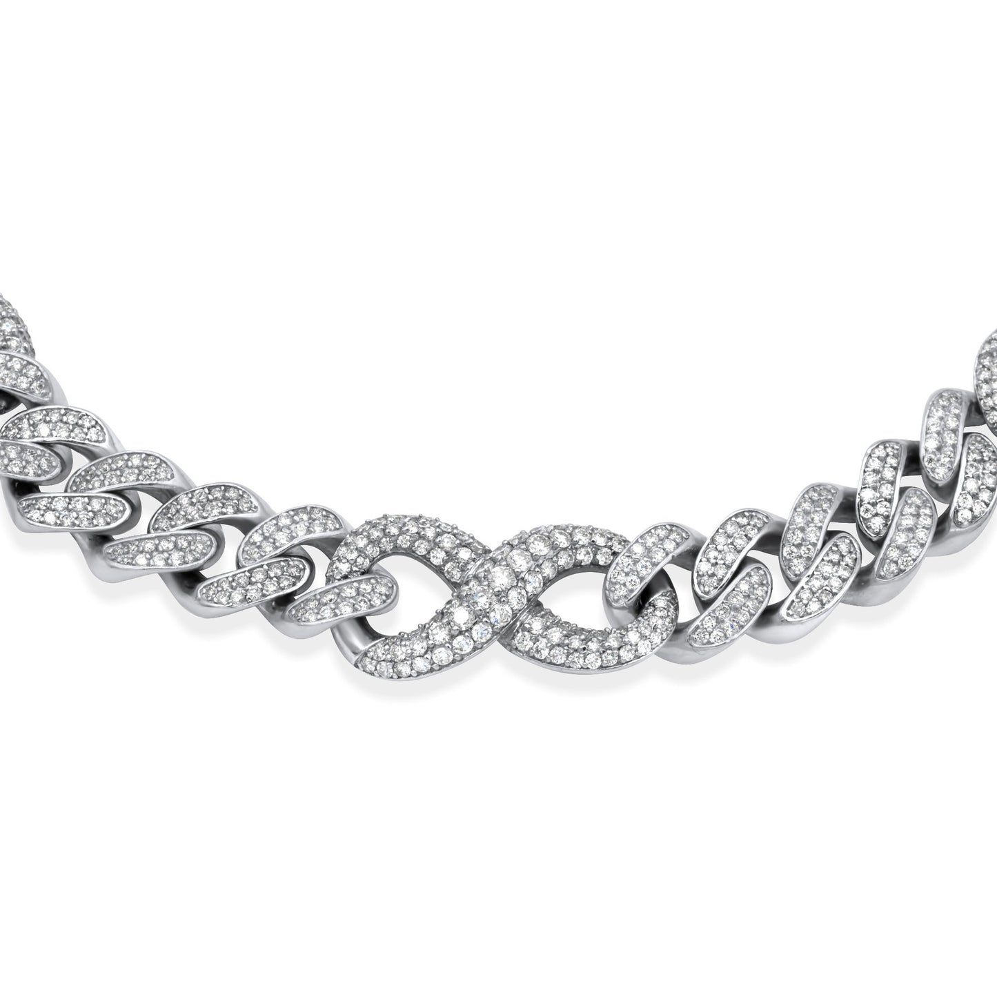 14k White Gold Infinity Link Chain 18.44ctw