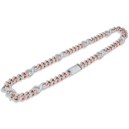 14k Solid Rose and White Gold Infinity Link Chain 18.44 ctw