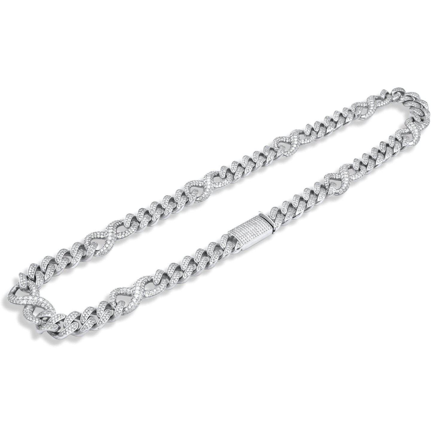 14k Solid White Gold Infinity Link Chain 18.44 ctw