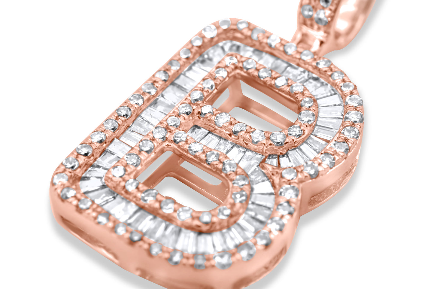 14k Rose Gold Letter B Pendant 0.84ctw