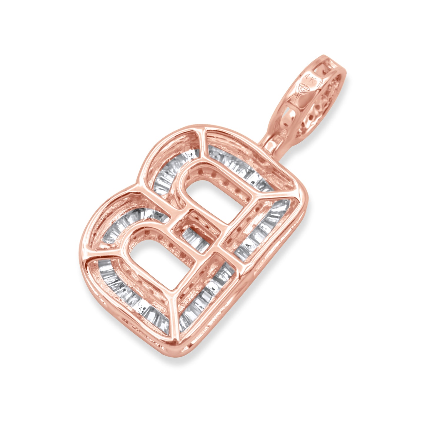 14k Yellow Gold Letter B Pendant .84ctw