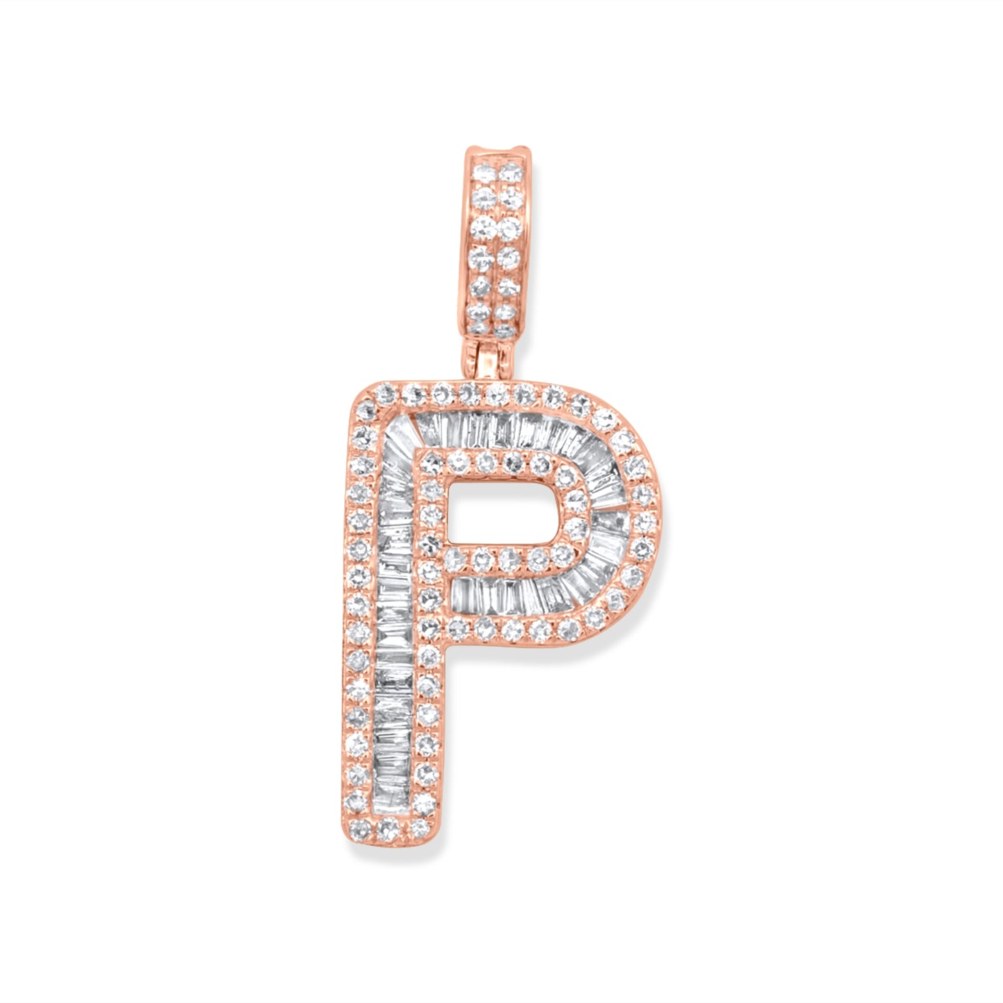 14k Rose Gold Letter P Pendant .65ctw