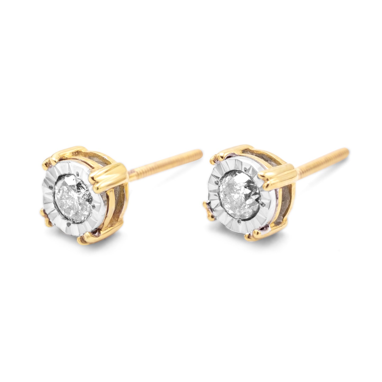 10k Yellow Gold Diamond Solitaire Earrings 0.25ctw