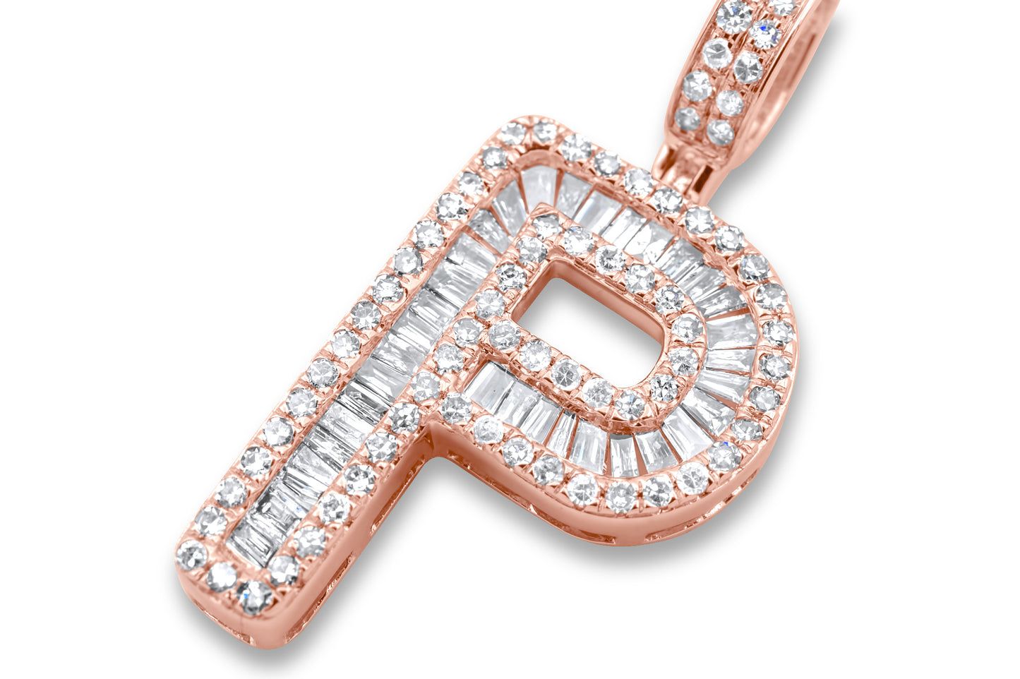 14k Rose Gold Letter P Pendant .65ctw