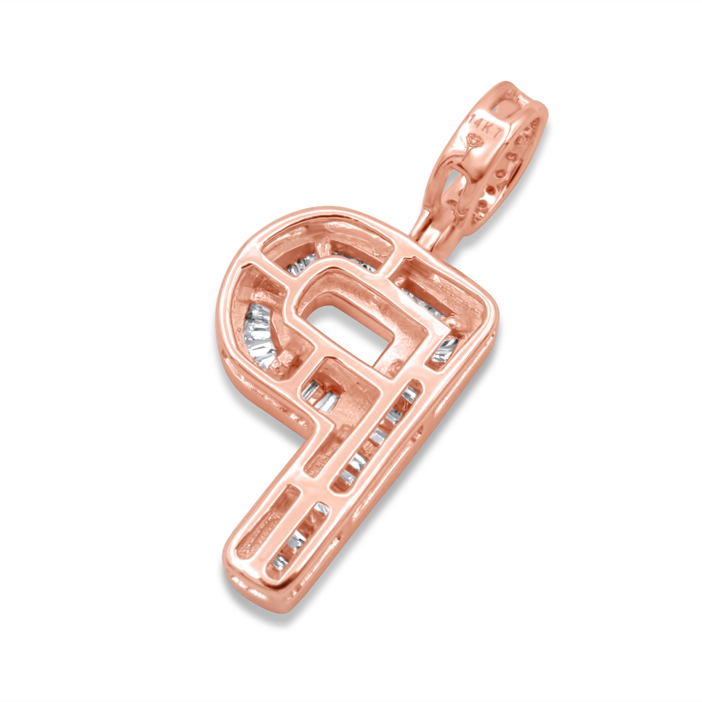 14k Rose Gold Letter P Pendant .65ctw