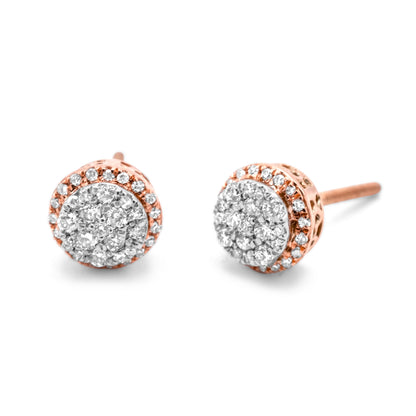 14k Rose Gold Diamond Cluster Earrings 0.25ctw