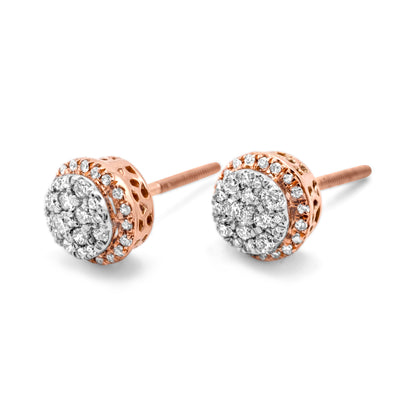 14k Rose Gold Diamond Cluster Earrings 0.25ctw