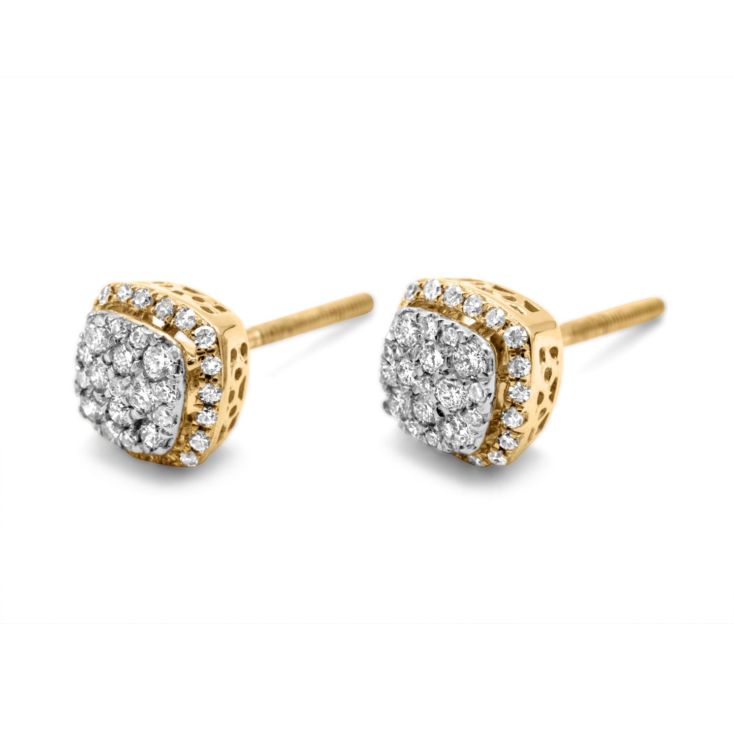 14k Yellow Gold Diamond Cluster Earrings 0.25ctw