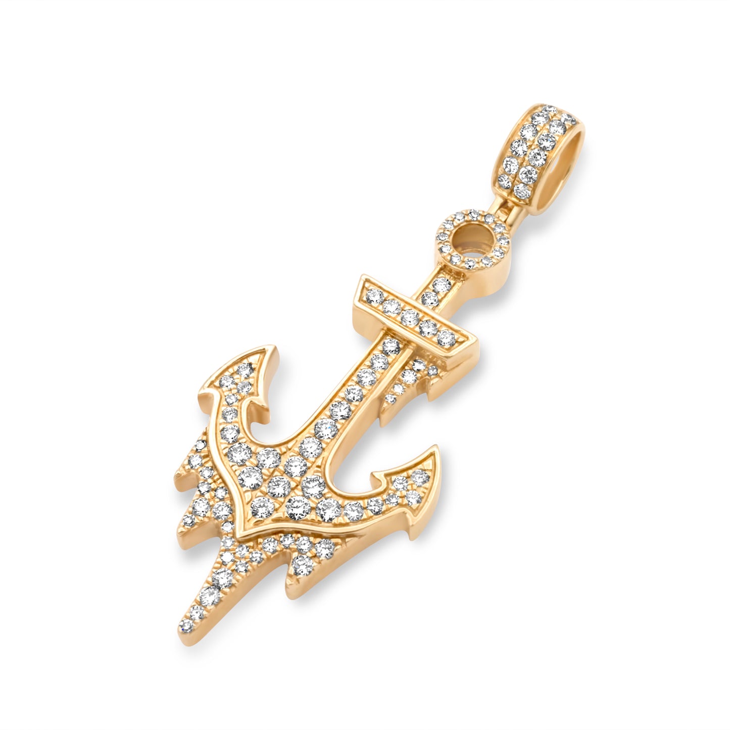 14K Yellow Gold Diamond Anchor 1.57ctw