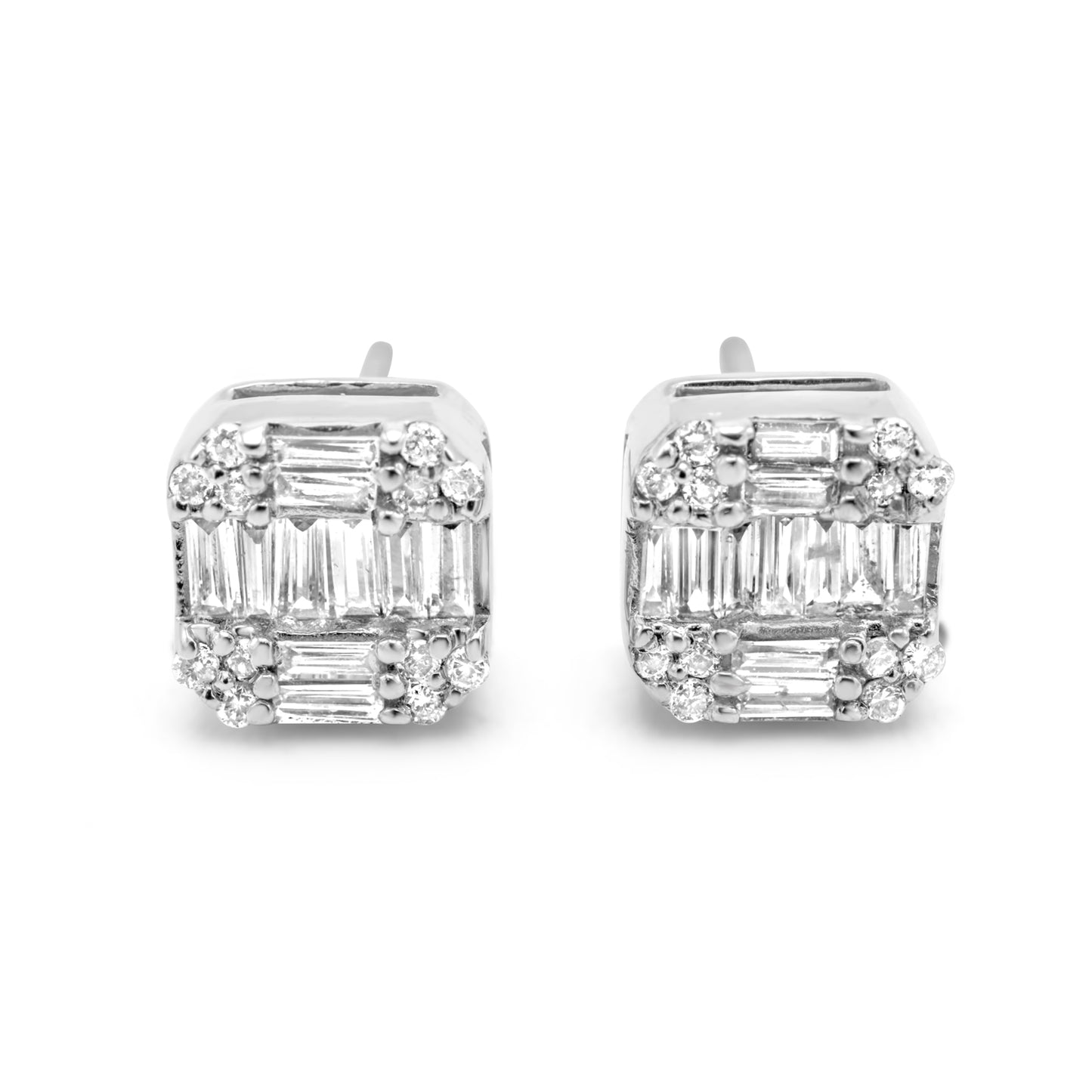 14k White Gold Diamond Baguette Earrings 0.25ctw