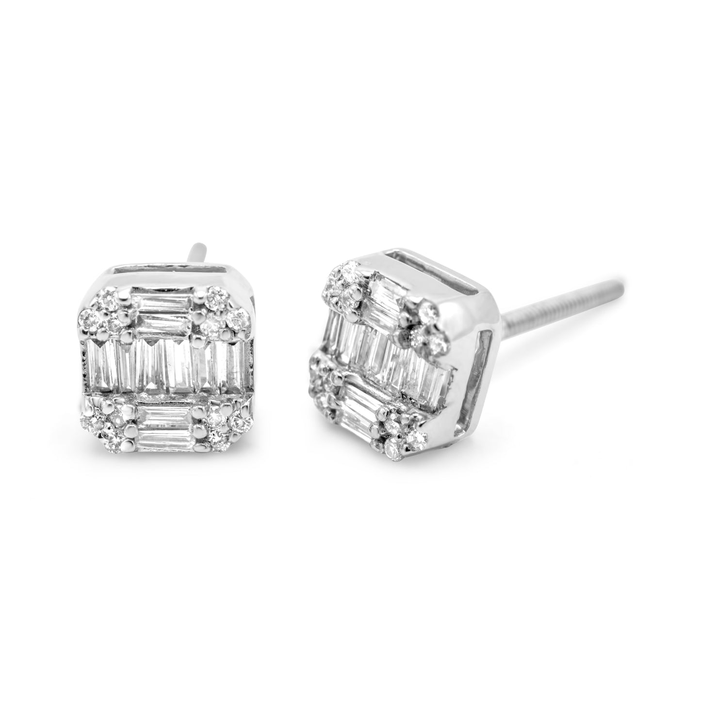 14k White Gold Diamond Baguette Earrings 0.25ctw