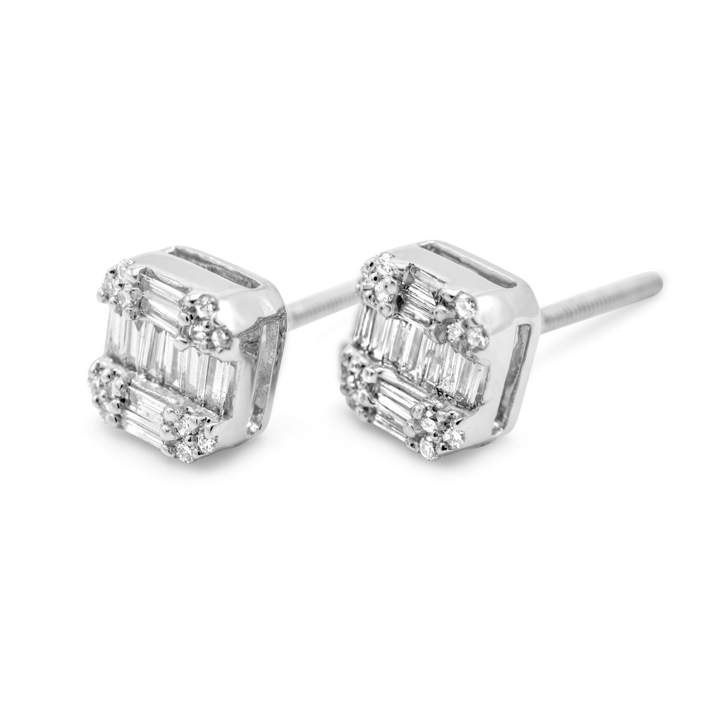 14k White Gold Diamond Baguette Earrings 0.25ctw