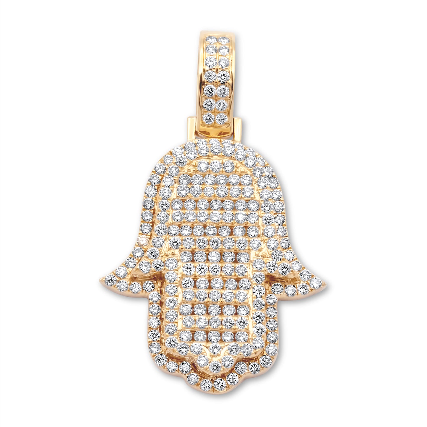 14k Yellow Gold Diamond Hamsa 3.49ctw