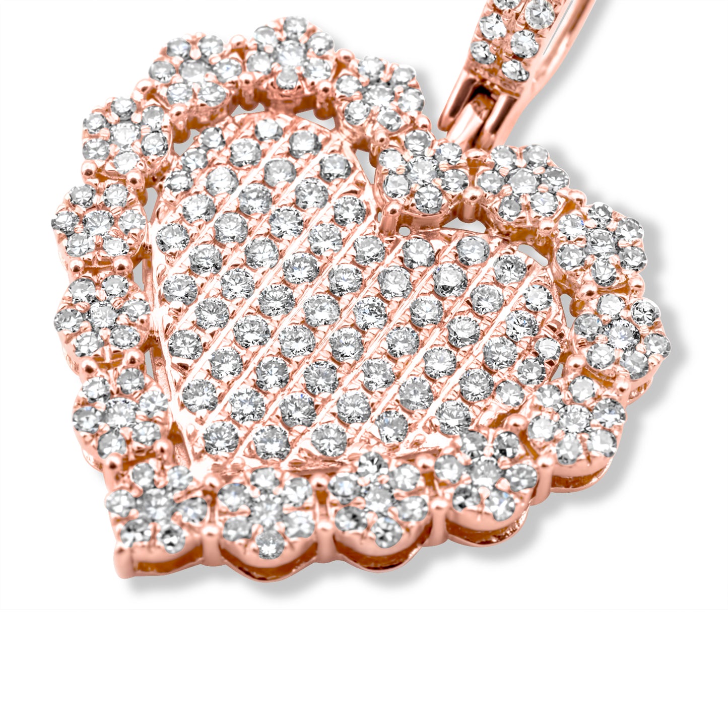 14k Rose Gold Diamond Cluster Heart Pendant 1.43 ctw