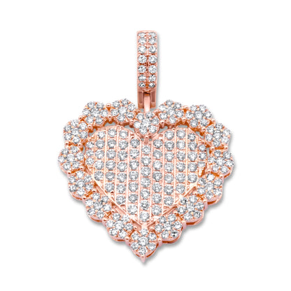 14k Diamond Cluster Heart Pendant 1.43 ctw