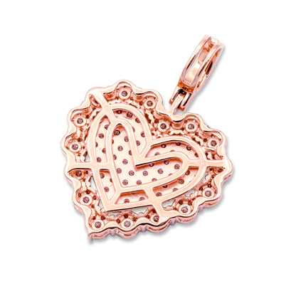 14k Rose Gold Diamond Cluster Heart Pendant 1.43 ctw