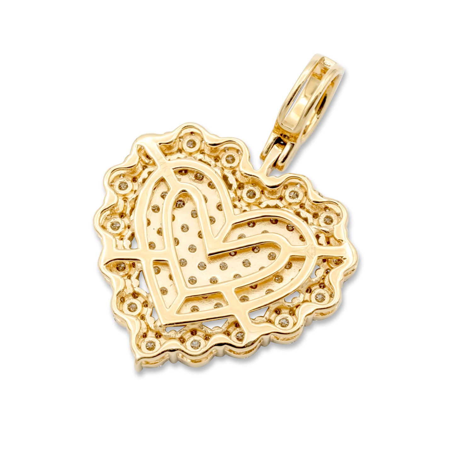 14k Diamond Cluster Heart Pendant 1.43 ctw