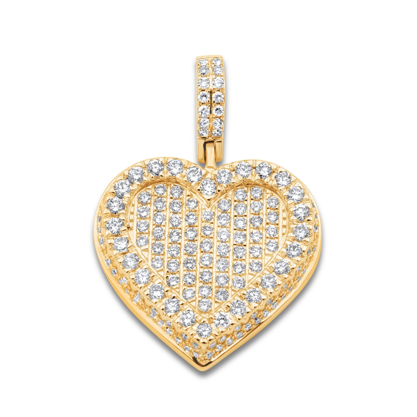 14k Solid Gold Diamond Cluster Heart Pendant 1.67ctw