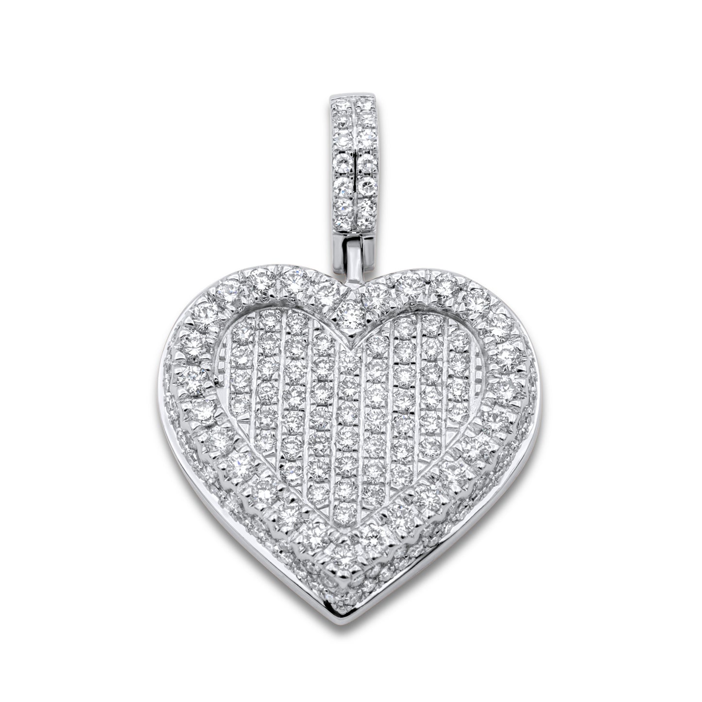 14k White Gold Diamond Cluster Heart Pendant 1.67ctw