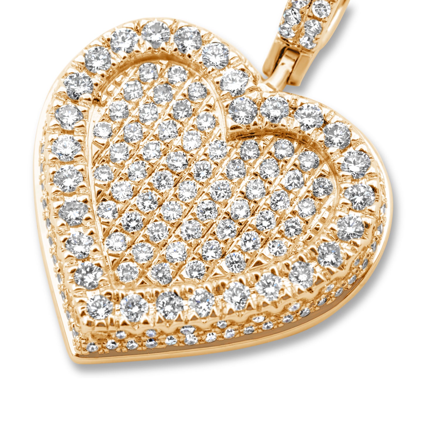 14k Yellow Gold Diamond Cluster Heart Pendant 1.67 ctw