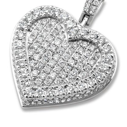 14k White Gold Diamond Cluster Heart Pendant 1.67ctw