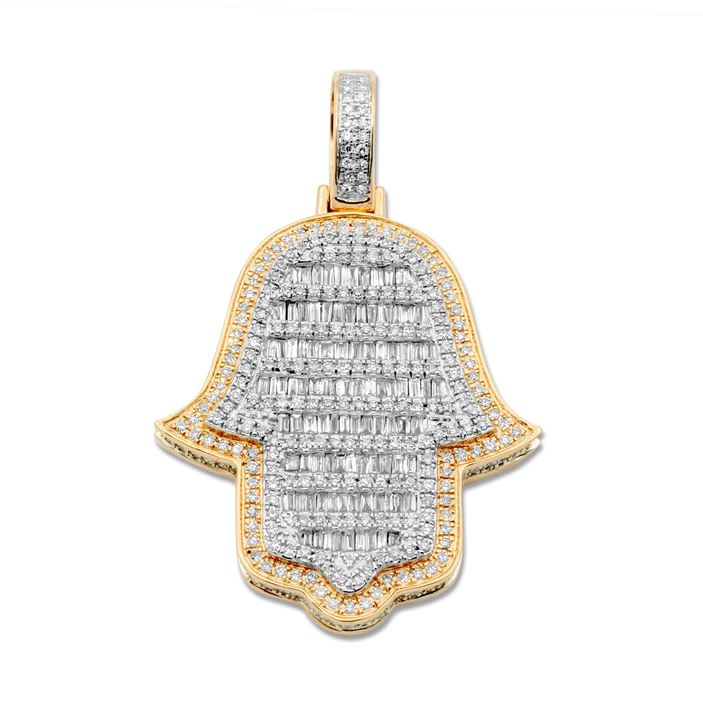 14k Two-Tone Yellow & White Gold Diamond Hamsa 1.49ctw