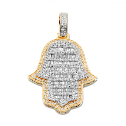 14k Two-Tone Yellow & White Gold Diamond Hamsa 1.49ctw