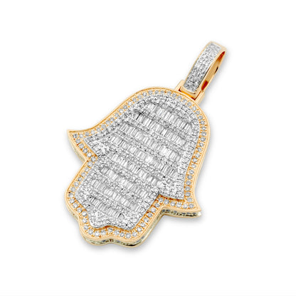 14k Two-Tone Yellow & White Gold Diamond Hamsa 1.49ctw