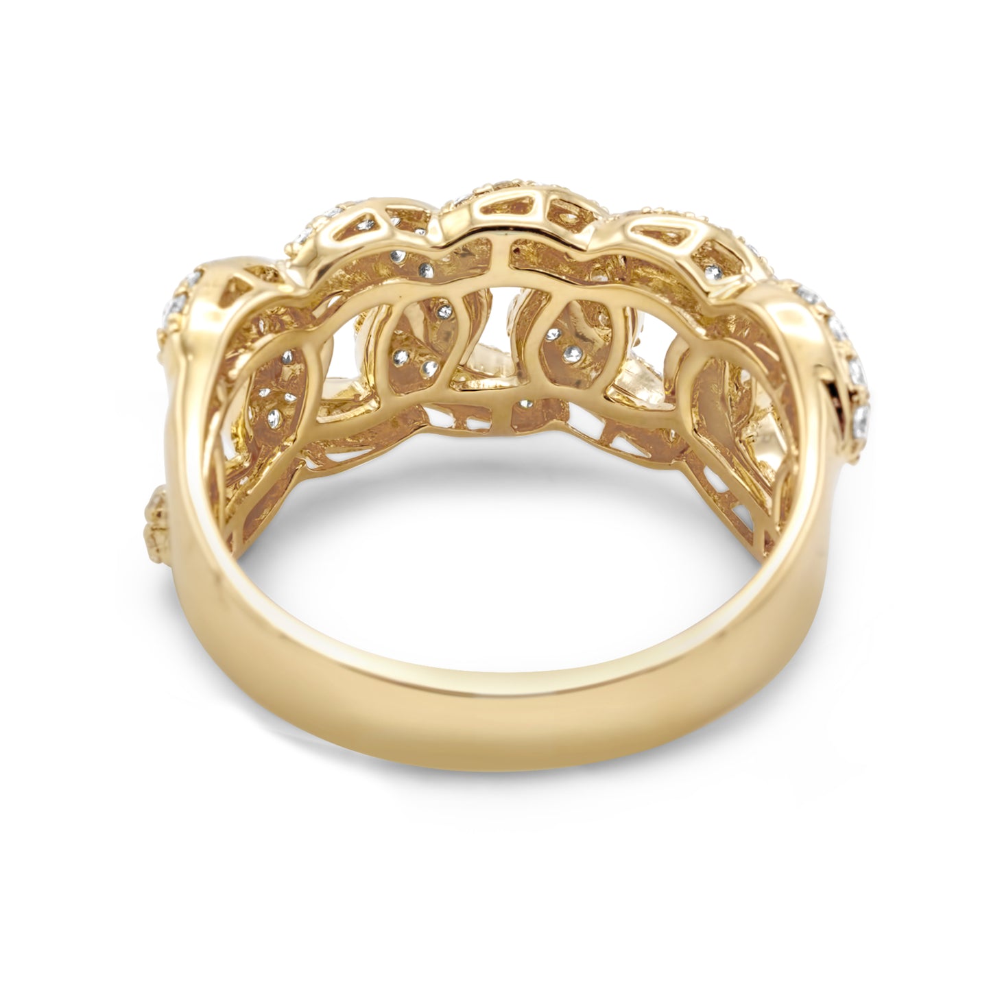 10k Yellow Gold Cuban Link Ring 1.70ctw