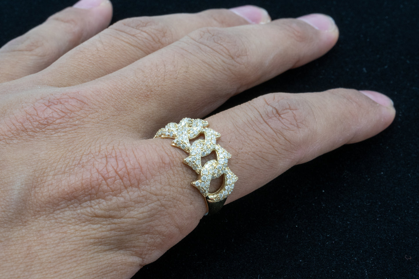 10k Yellow Gold Cuban Link Ring 1.22ctw