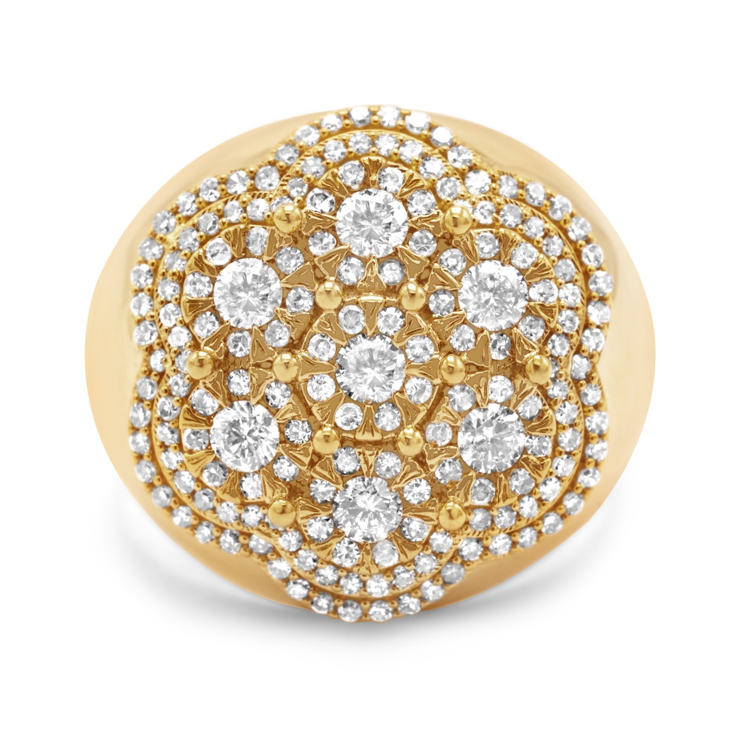 10k Yellow Gold Diamond Cluster Ring 1.35ctw