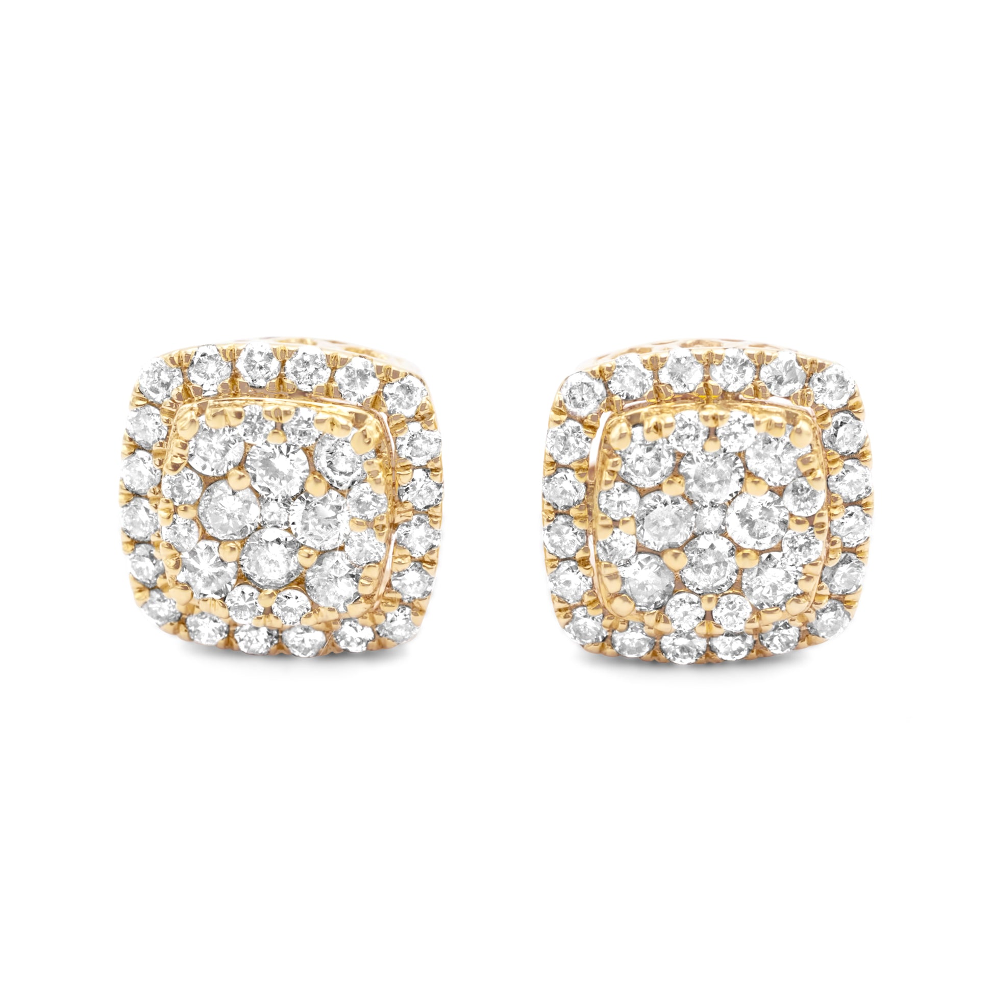 14k Yellow Gold Diamond Cluster Earrings 0.98ctw