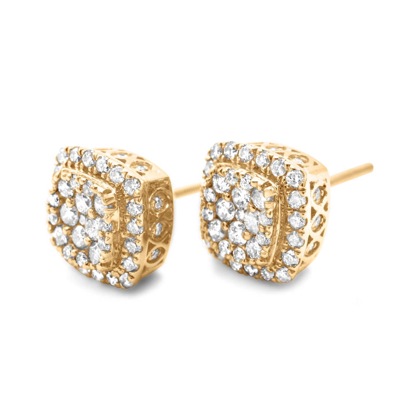 14k Yellow Gold Diamond Cluster Earrings 0.98ctw