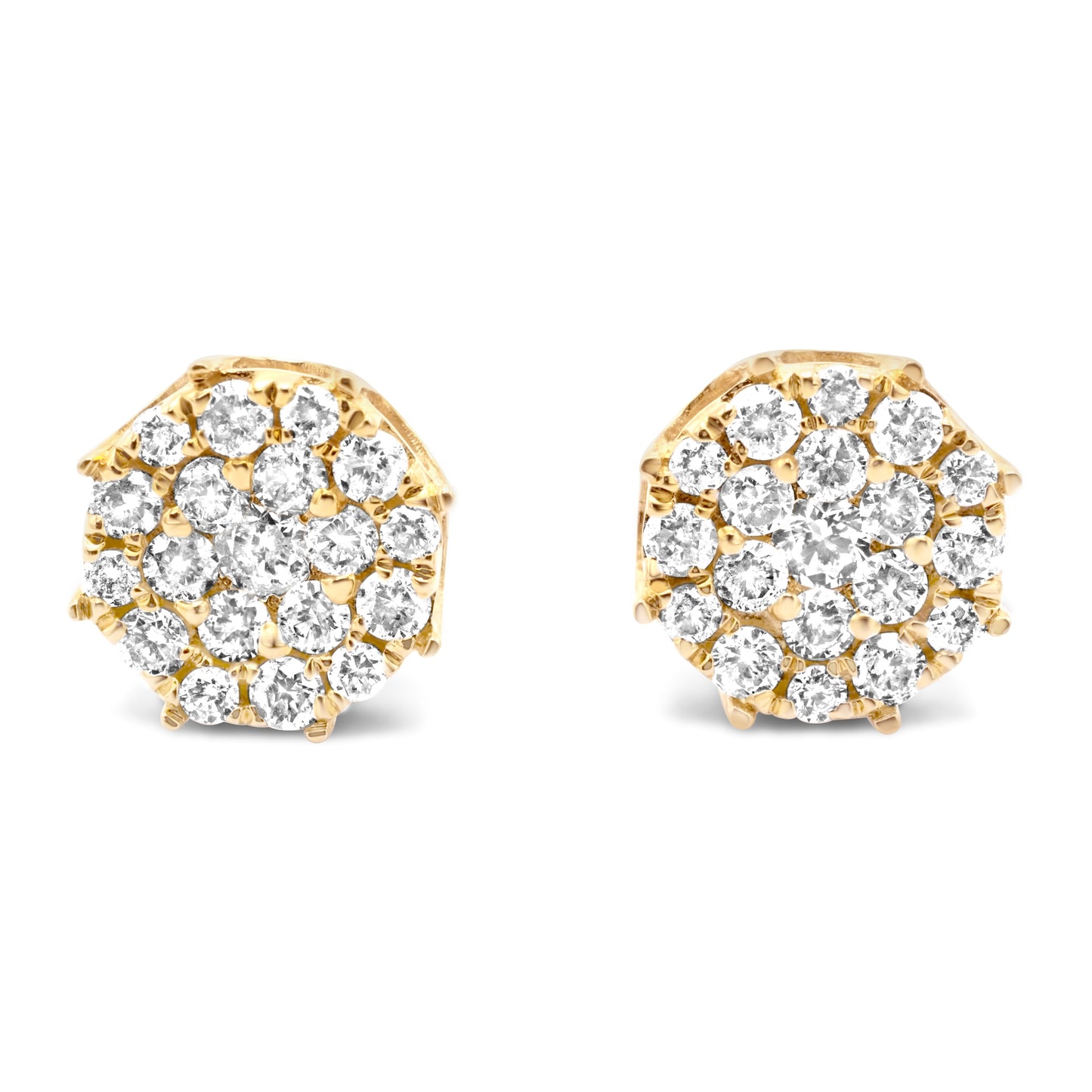 14k Yellow Gold Diamond Cluster Earrings 0.82ctw